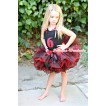 Black Tank Top With Red White Blue Striped Ruffles & Red Bows & 6th Sparkle Red Birthday Number Print With Black Bow Red Black 8 Layers Pettiskirt MW244 